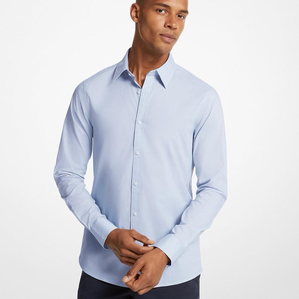 Michael Kors Slim Fit Stretch Shirt in Blue •Size 17 34/35 XL•